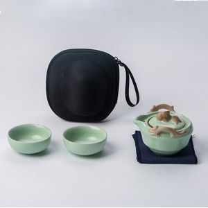 Moderne Draagbare Keramische Theepot Thee Cup Outdoor Reizen Thee Set Set Thuis Europese Stijl Zwarte Thee Theepot Porselein Woondecoratie