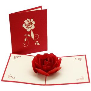 10 Pcs 3D Hollow Rose Bloem Wenskaarten Valentijnsdag Moederdag Thanksgiving Dag Drie-Dimensionale Papier sculptuur