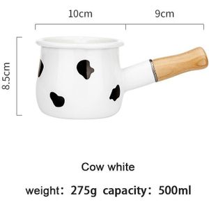 500Ml Emaille Melk Pot Met Houten Handvat Gasfornuis Inductie Cooke Baby Ontbijt Melk Koffie Steelpan Kookgerei