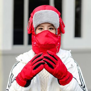 Fs Winter Russische Bommenwerper Hoed Handschoenen Sets Met Bril Voor Vrouwen Mannen Pilot Hoeden Zwart Geel Outdoor Winddicht Kap Oorkleppen cap