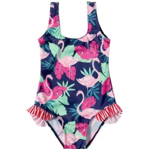 Baby Badpak Meisjes Een Stuk Badmode Klassieke Kinderen Bodysuit Flamingo Print Gestreepte Tropische Badpak voor Meisje