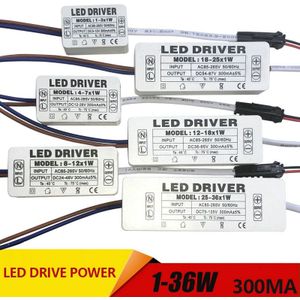 1-3 W, 4-7 W, 8-12 W, 12-18 W, 18-25 W, 25-36W LED driver voeding ingebouwde constante huidige Verlichting AC110-265V Output 300mA DC