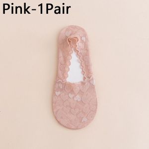 Mode Vrouwen Meisjes Lente Zomer Sokken Hart Vorm Print Kant Slipper Ademend Sokjes Onzichtbare Naadloze Boot Sokken