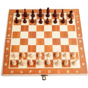 Kids 3 In 1 Opvouwbare Houten Internationale Schaakspel Opvouwbare Checkers Bordspel Schaakstukken Collection Draagbare Schaakbord Games