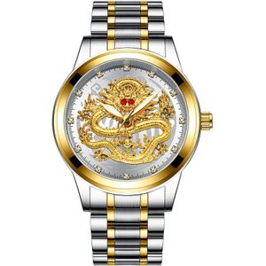 Relogio Masculino Casual Horloge Mannen Waterdichte Quartz Horloges Luxe Rode Rhinestone Dragon Klok Mannelijke