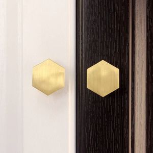 Nordic Stijl Hexagon Massief Messing Kast Knop Kast Handvat Deur Handgrepen Simplelife Messing Kleur Entryway Kleding Haak