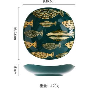Japanse Stijl Maaltijd Plaat 8 Inch Creatieve Keramische Reliëf Onderglazuur Kleur Servies Thuis Restaurant Vierkante Plaat