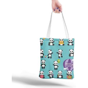 Leuke Panda Gedrukt Canvas Tas Vrouwen Eco Herbruikbare Boodschappentassen Opvouwbare Schoudertas Studenten Grafische Fest Tote Handtas