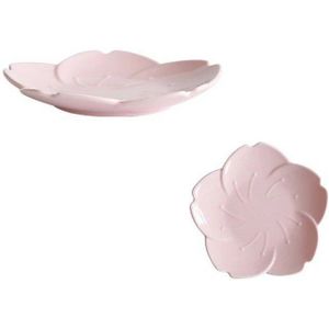 1Pcs Keramische Sakura Diner Set Roze Keuken Servies Platen Bloemvorm Chili Saus Schotel Plastic Platen Platen