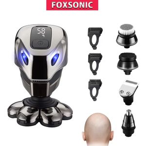 Foxsonic Elektrische Scheerapparaat Scheerapparaat Voor Mannen Trimmer Nat En Bald Head Dry Razor 7D Hoofd Waterdichte Led Display Machine voor Scheren