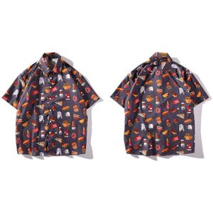 Gonthwid Peer Citroen Oranje Vruchten Print Hawaiian Strand Shirts Zomer Casual Korte Mouw Tropische Aloha Shirt Tops Mannen