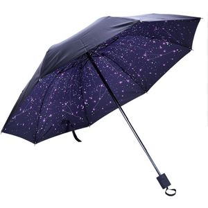 Sterren Drie-Opvouwbare Paraplu Regenachtige Zonnige Parasol Vinyl Anti-Uv Paraplu Vrouwen Paraplu Winddicht Outdoor Regenkleding