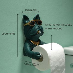 Hars Zonnebril Hond Figurin Roll Toiletpapier Houder Wall Mounted Tissue Holder Paper Tissue Box Holder Badkamer Decor Tissue