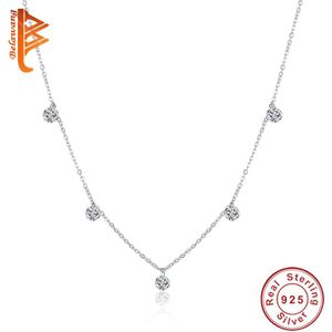 Elegante 925 Sterling Zilveren Coker Strass Hanger Voor Vrouwen Ronde Crystal Verstelbare Ketting Anniversary Sieraden