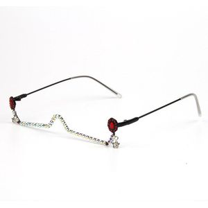 47163 Water Hanger Half Frame Strass Brilmontuur Vrouwen Diamanten Ketting Dames Shades Lensless Handgemaakte Mode Brillen