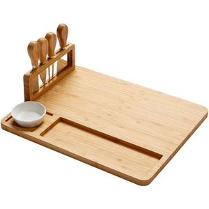 1 Set Bamboe Kaas Snijplank Snijplank Met Roestvrijstalen Messen Kitchen Tools