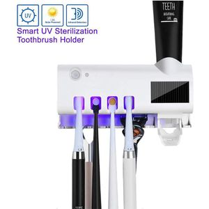Uv Tandenborstel Sterilisator, Uv Light Tandenborstel Sterilisator Houder, Oplaadbare Solar Power Met Automatische Tandpasta Dispenser
