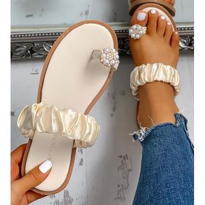 Vrouwen Sandalen Platte Teen Bloem Parel Zomer Bohemian Vrouwen Casual Schoenen Flat Beach Casual Dames Plus Size Sandalen meisjes