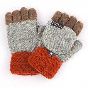 Winter Warm Verdikking Wollen Handschoenen Gebreide Flip Vingerloze Flexibele Blootgesteld Vinger Dikke Handschoenen Wanten Mannen Vrouwen Handschoen