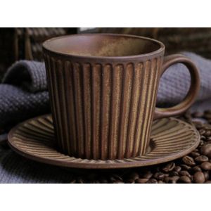 Japanse Stijl Handgemaakte Aardewerk Koffiekopje Theekopje met Schotel Set Creatieve Keramische Water Cup Porselein Afternoon Tea Cup