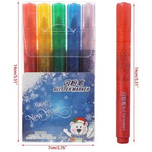 5Pcs Magic Glitter Marker Pen Heldere Fonkelende Kleur Tekening Schilderen Briefpapier