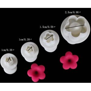 4 Stks/set Pruim Daisy Cookie Plunger Cutter Fondant Kauwgom Plakken Cupcake Toppers Mold Ovale Biscuit Cake Decorating Druk Gebak Gereedschap