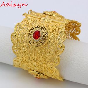Adixyn 72 MM Grote Bangle Vrouwen Goud Kleur Dubai Stijl Sieraden Luxe Afrikaanse Bruiloft Armbanden W/Steen Arabische Midden oost N13012