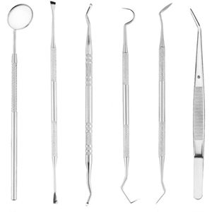 6 Pcs Tandarts Gereedschap Oral Care Tool Set Rvs Dental Apparaten Spiegel Sikkel Tandsteen Scaler Tanden Pick Spatel Set
