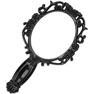 1 Stuk Wit/Zwarte Hand Held Spiegel, Ronde Make Hair Dressing Spiegel Voor Thuis Salon Gebruik
