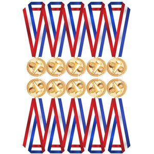 10 Stuks Award Medailles Universele Metalen Medailles Met Lanyard Voor Sport Academics Concurrentie Cheerleading (Gouden Medaille)