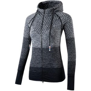 Gradiënt Zip Up Sport Jas vrouwen Dames Winter Yoga Running Actieve Outdoor Slim Fit Skimming Cut Elastische Soft Zip -Up Hoodie