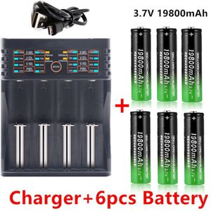 100% 18650 Lithium Batterijen Zaklamp 18650 Oplaadbare-Batterij 3.7V 19800 Mah Voor Zaklamp + 401 Charger