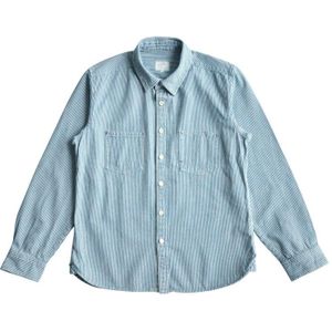 Saucezhan CY-009 Gestreepte Shirt Mannen Chambray Shirt Lange Mouwen Gestreepte Blouse Denim Shirts Jeans Shirts Vintage Casual Slim Fit