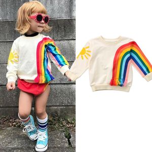 Herfst Peuter Baby Meisjes Kids Sweatshirts Tops Lange Mouw Regenboog T-shirt Sweatshirt Kleding Outfit 1-6Y