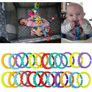 Baby Tandjes Ring Kleurrijke Regenboog Ringen Wandelwagen Decoratie Speelgoed 24Pcs 95AE