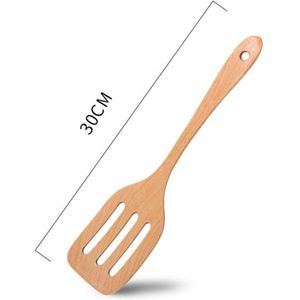 Hout Turner Lange Handvat Spatel Keuken Turner Non Stick Kookgerei Houten Spatel Sleuven Turner Set Houten Gebruiksvoorwerpen
