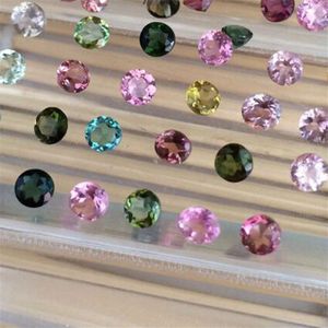 Echsun Braziliaanse Toermalijn Vrouwelijke Sieraden Eerste Keuze Ring Gezicht Multi-color Transparante Ronde 4Mm Losse Diamant Super Beautifu
