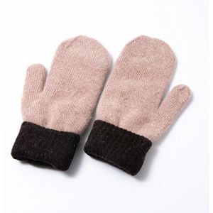 Vrouwen Winter Dikke Gebreide Kasjmier Dubbele Laag Pluche Wollen Gebreide Warme Wanten Vrouwelijke Leuke Volledige Vingers Handschoenen Zwart Guantes