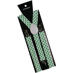 Winfox Mode Zwart Groen Wit 2.5 cm Breed Clover Bretels Voor Vrouwen Mannen