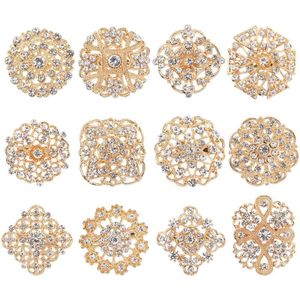 12 Stuks Clear Crystal Rhinestones Broche Pin Lichtmetalen Decoratie Boeket Leveringen Diamant Schilderen Tool Kruissteek Diy Benodigdheden Set