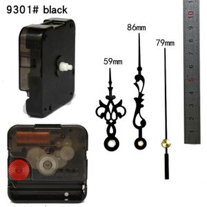 12888SA Snap In Type wandklok mechanisme met 9301 # zwarte handen Stille Plastic DIY Klok Accessoire kits Sweep Quartz beweging