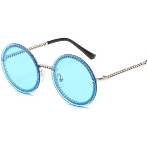 Luxe Meekleurende Ronde Frame Zonnebril Vrouwen Dag Nachtzicht Gepolariseerde Bril Metalen Ketting Zonder Frame Met Ketting