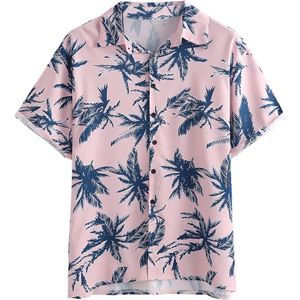 Mannen Shirt Zomer Mode Mannen Casual Knop Hawaii Print Beach Korte Mouw Snel Droog Top Blouse Hawaiian Shirt Heren katoen #3