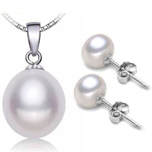 ZHBORUINI Mode Parel Sieraden Set Natuurlijke Zoetwater Parel Ketting Oorbellen 925 Sterling Zilveren Sieraden Set Voor Vrouwen