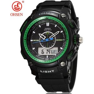 Ohsen Digitale Quartz Heren Mode Horloges Mannelijke Rubber Band Zilver Lcd Waterdichte Sport Cool Horloges Relogio Masculino