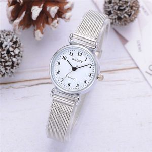 Luxe Zilveren Horloges Vrouwen Blue Rvs Mesh Band Casual Wild Quartz Armband Horloge Relogio Feminino D50