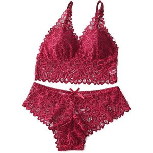 Vrouwen Bh Sets Comfortabele Draad Gratis Sexy Holle Kanten Ondergoed Pak Dames Ondergoed Tweedelige Pak Dames Bh Sets