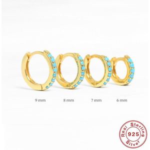 Inmaker 2 Stuks 925 Sterling Zilveren Pendientes Vintage Turquoise Hoop Earring Voor Vrouwen Lovers 'Meisje Bohemen Oor Bone Gesp Sieraden