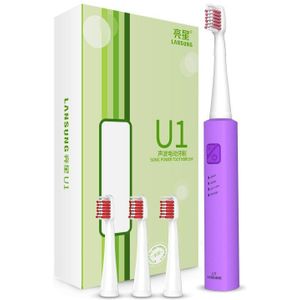 Lansung Elektrische Sonische Tandenborstel Volwassen Huishoudelijke 3 Reiniging Modus Usb Opladen Zachte Tandenborstel Met 4 Stuks Vervanging Heads