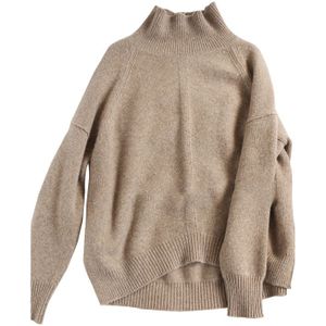 Herfst en winter kasjmier trui losse retro wol vrouwen coltrui gebreide trui warm trui